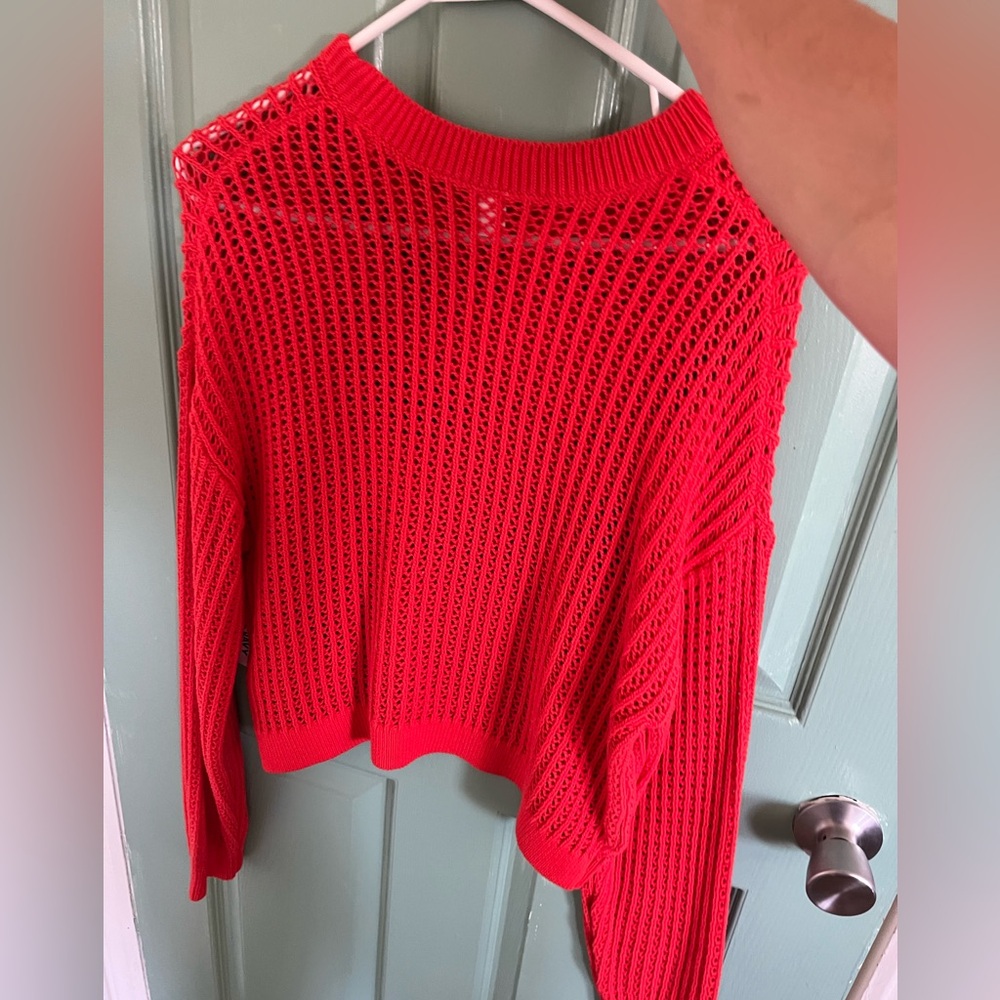 Red mesh sweater
